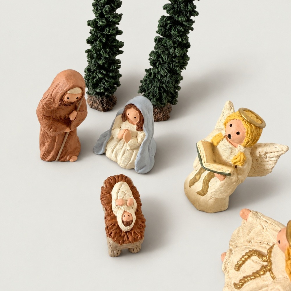 American Country Style Nativity Set 7pc Primitive Folk Art Christmas USA Made - Picture 2 of 10